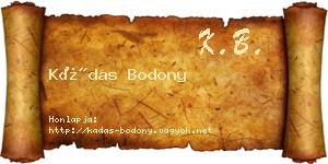 Kádas Bodony névjegykártya